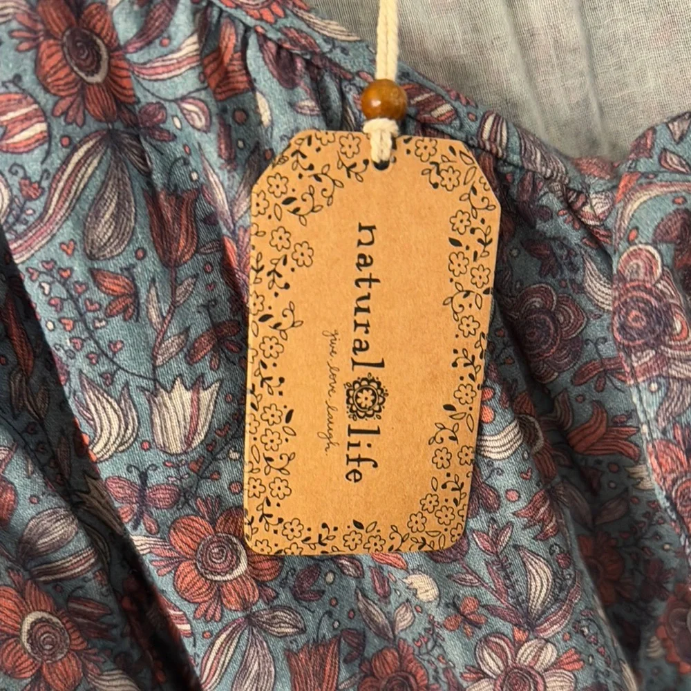 NATURAL LIFE Floral Midi Dress - Blue and Red - Picture 3 of 5